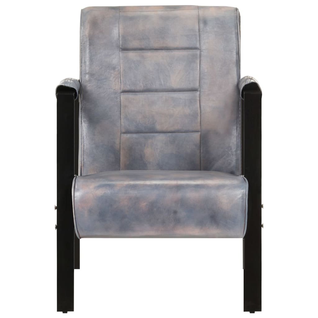 Sessel 60x80x87 cm Grau Echtes Ziegenleder