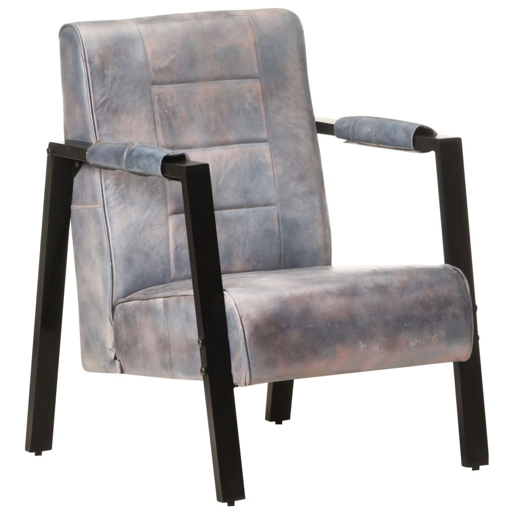Sessel 60x80x87 cm Grau Echtes Ziegenleder