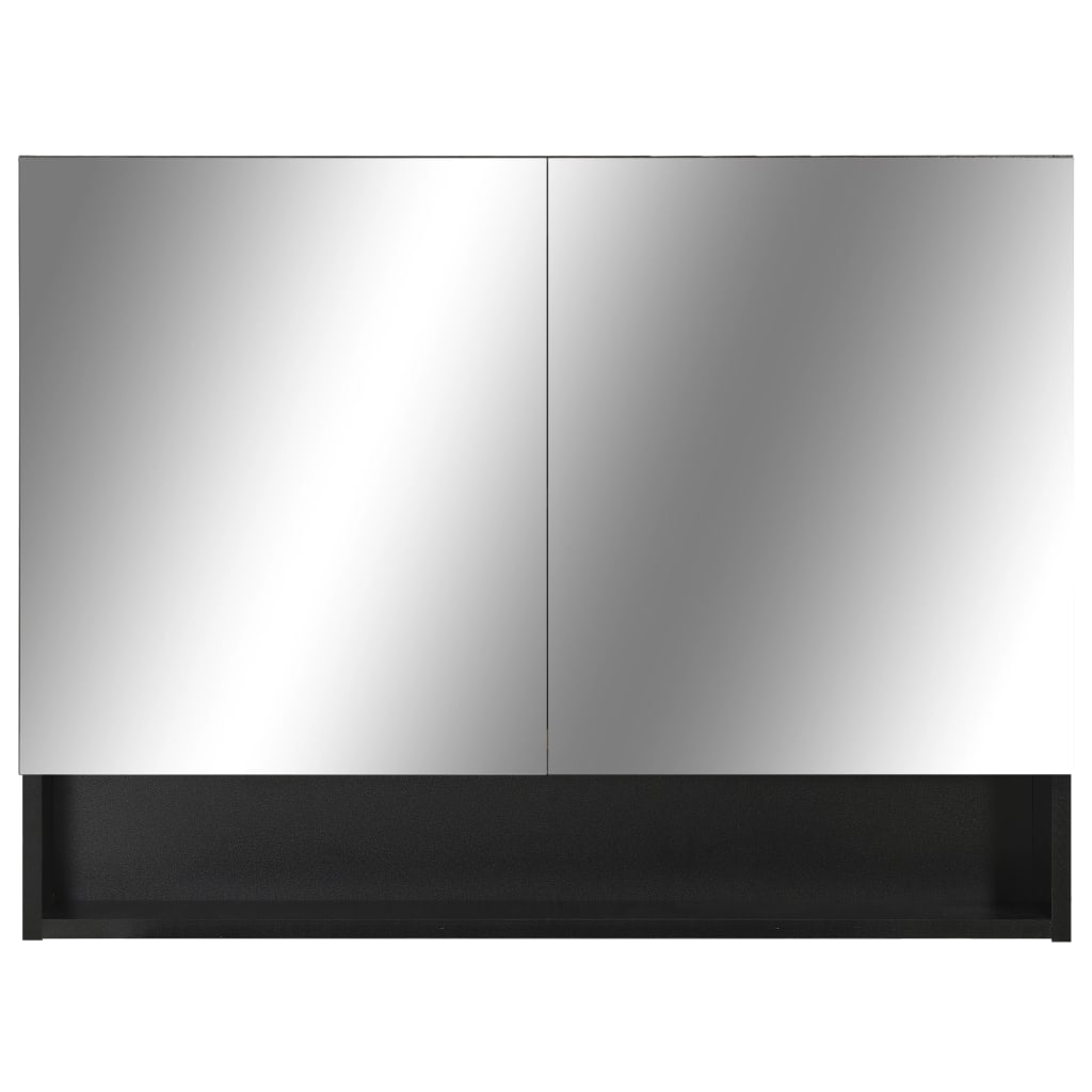LED mirror cabinet for the bathroom, black, 80 x 15 x 60 cm, MDF