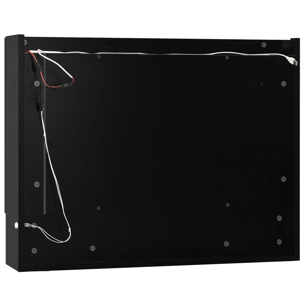 LED mirror cabinet for the bathroom, black, 80 x 15 x 60 cm, MDF