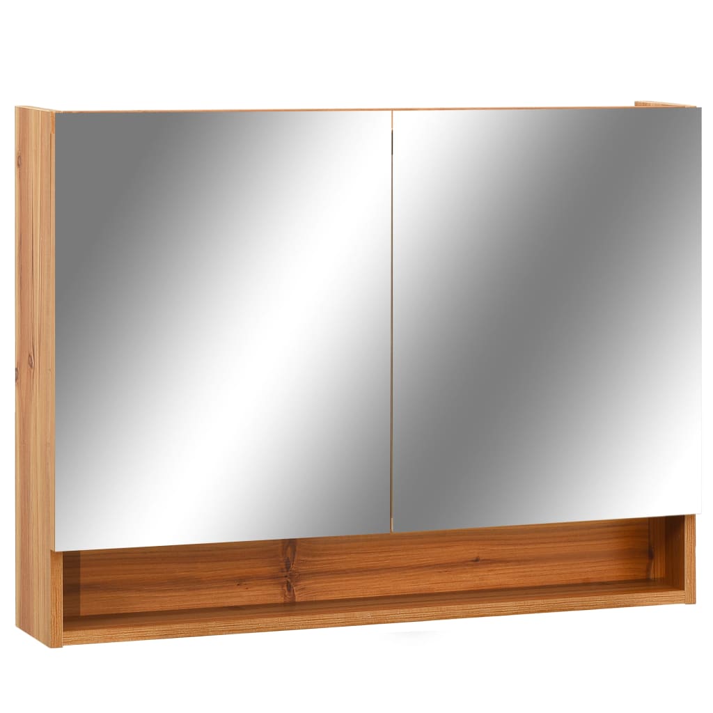 LED mirror cabinet for the bathroom oak 80x15x60 cm MDF