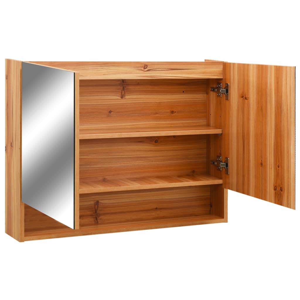 LED mirror cabinet for the bathroom oak 80x15x60 cm MDF