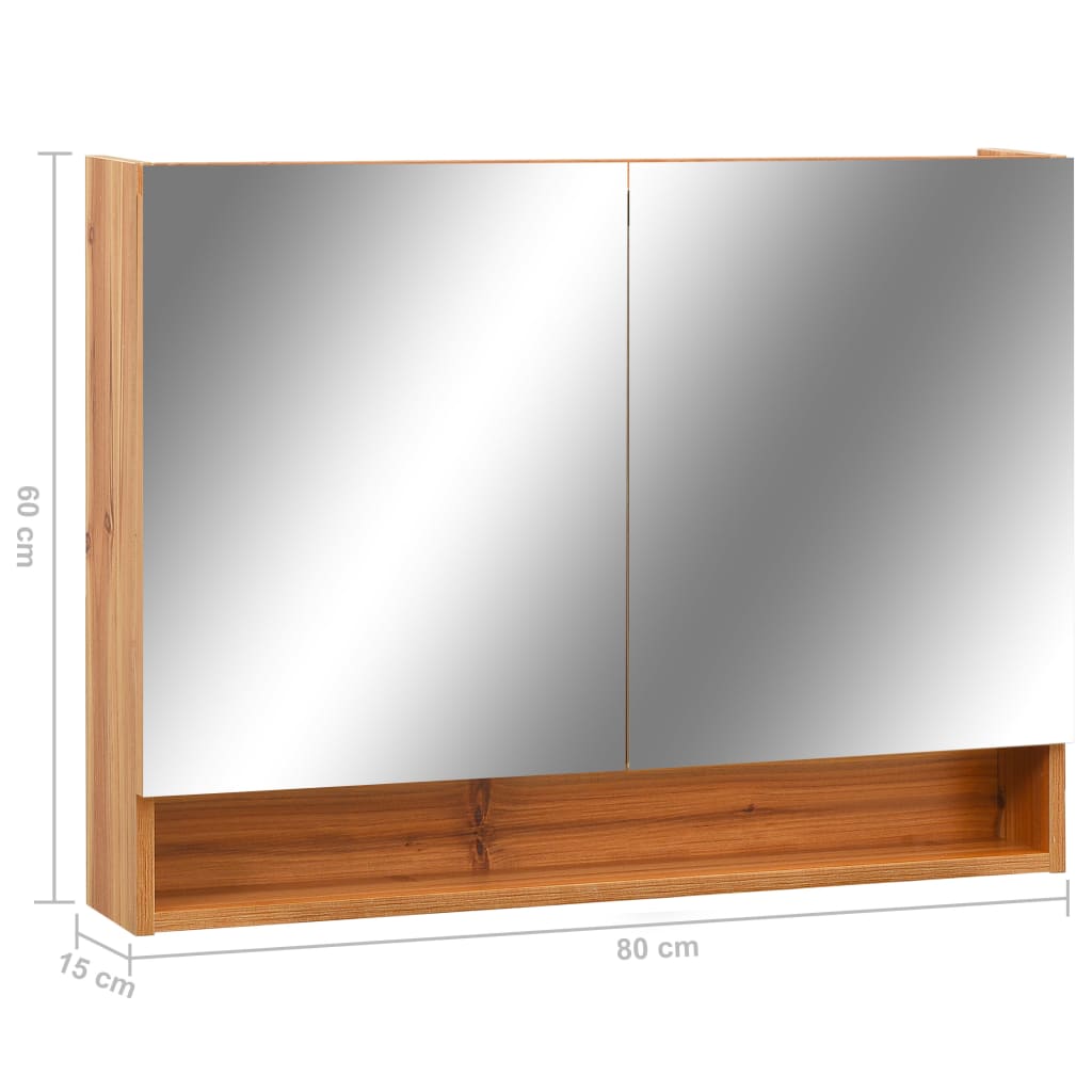LED mirror cabinet for the bathroom oak 80x15x60 cm MDF