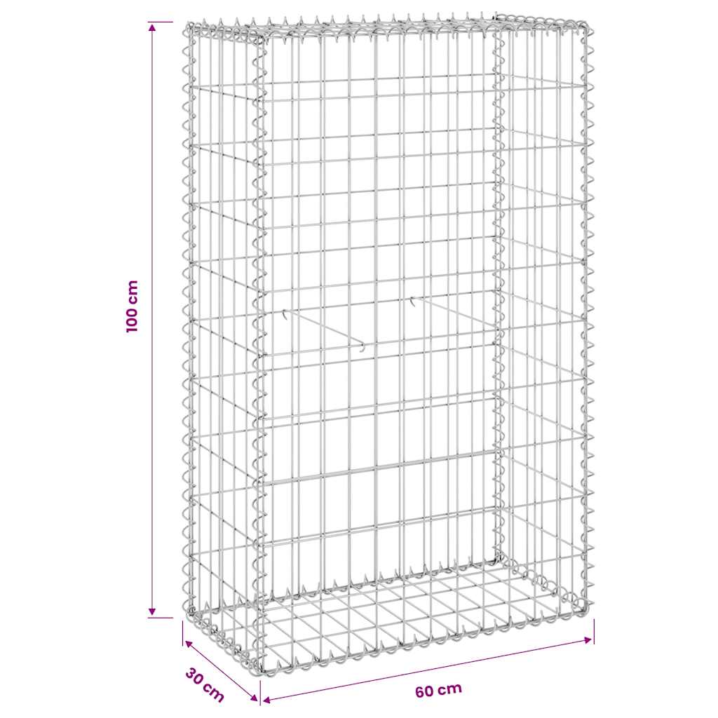 Gabionenwand mit Abdeckung Verzinkter Stahl 60x30x100 cm