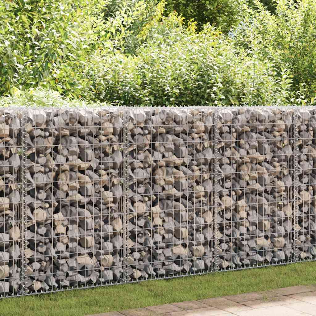 Gabionenwand mit Abdeckung Verzinkter Stahl 60x50x100 cm