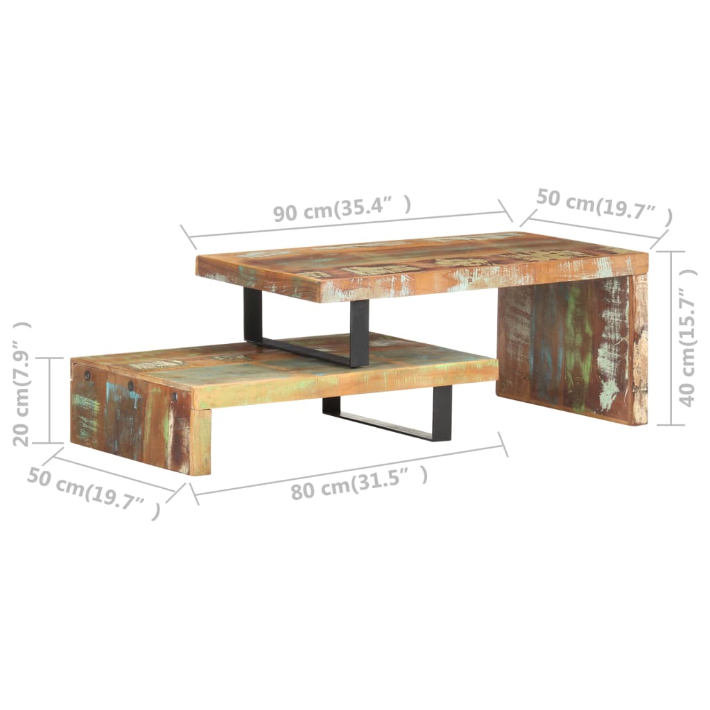 2-tlg. Couchtisch-Set Recyceltes Massivholz