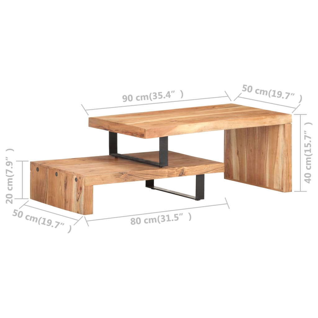 2-piece coffee table set made of solid acacia wood