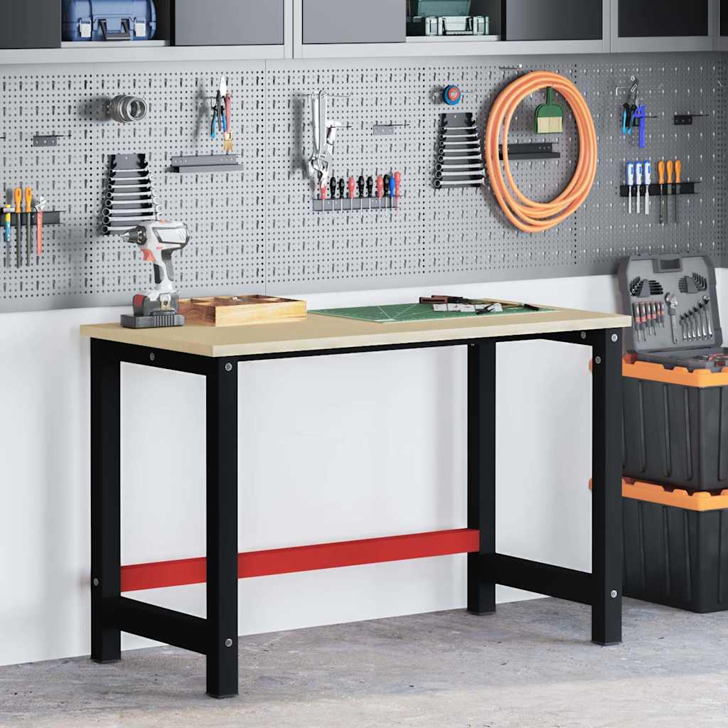 Werkbankgestell Metall 120x57x79 cm Schwarz und Rot