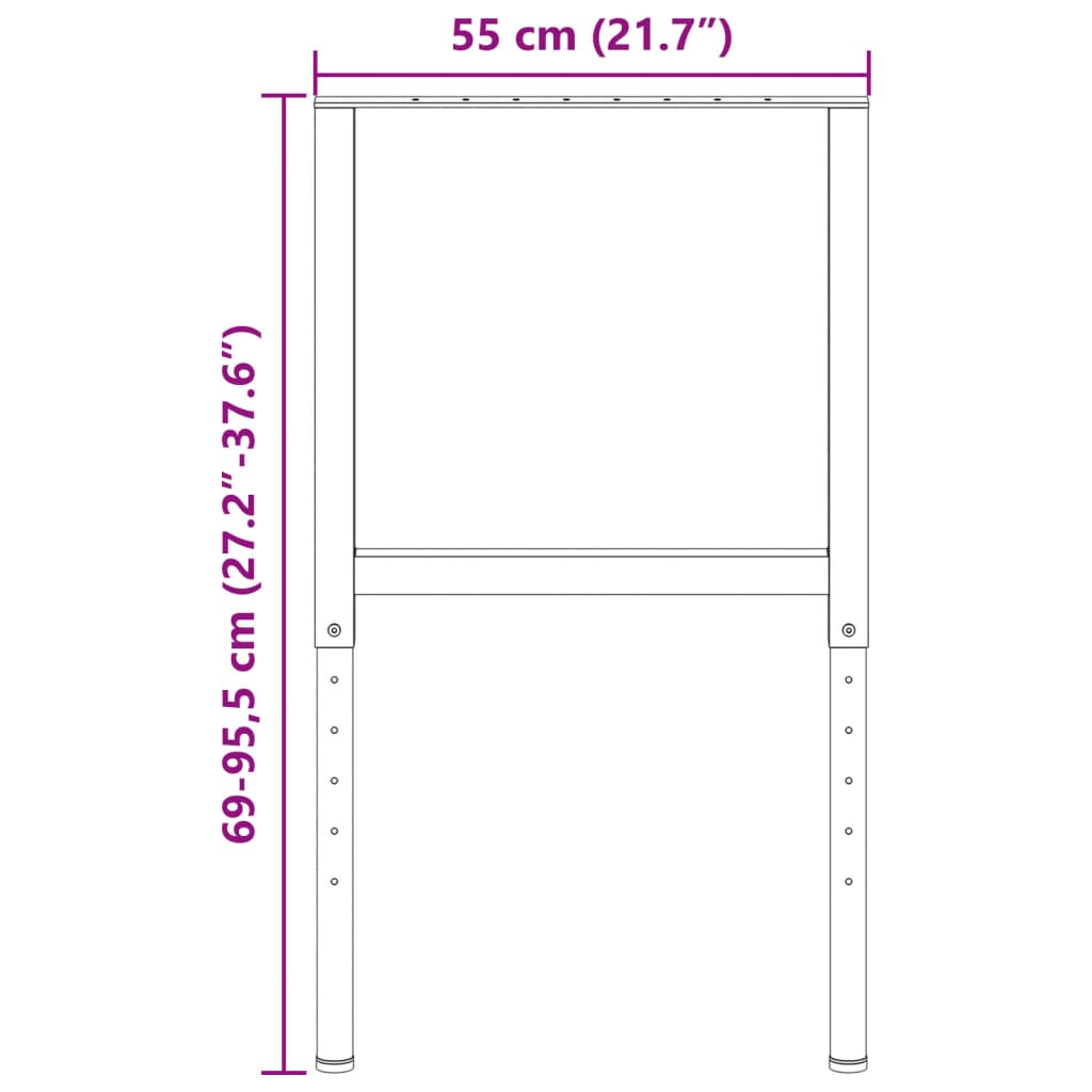 Werkbankgestell Verstellbar 2 Stk. Metall 55x(69-95,5) cm