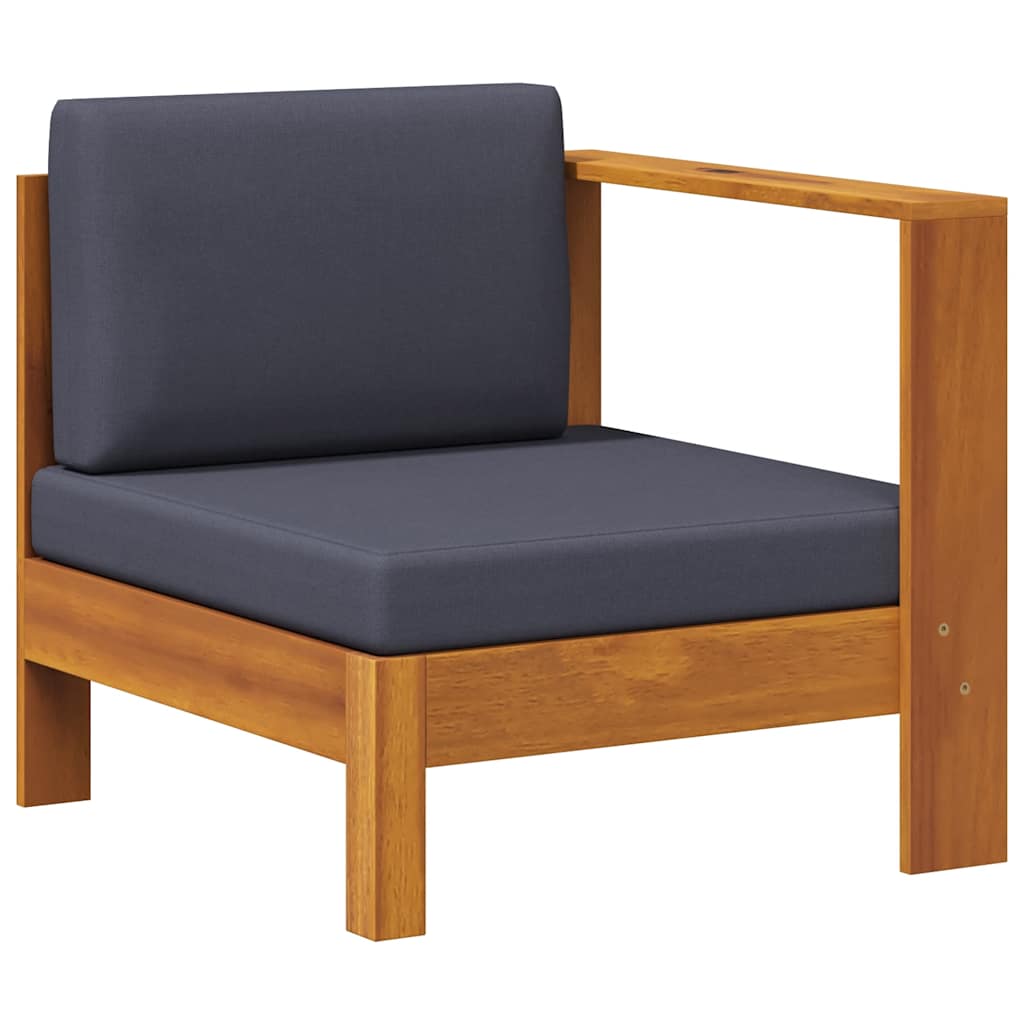 Mittelsofa mit 1 Armlehne Dunkelgrau Massivholz Akazie