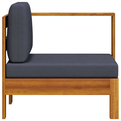 Mittelsofa mit 1 Armlehne Dunkelgrau Massivholz Akazie