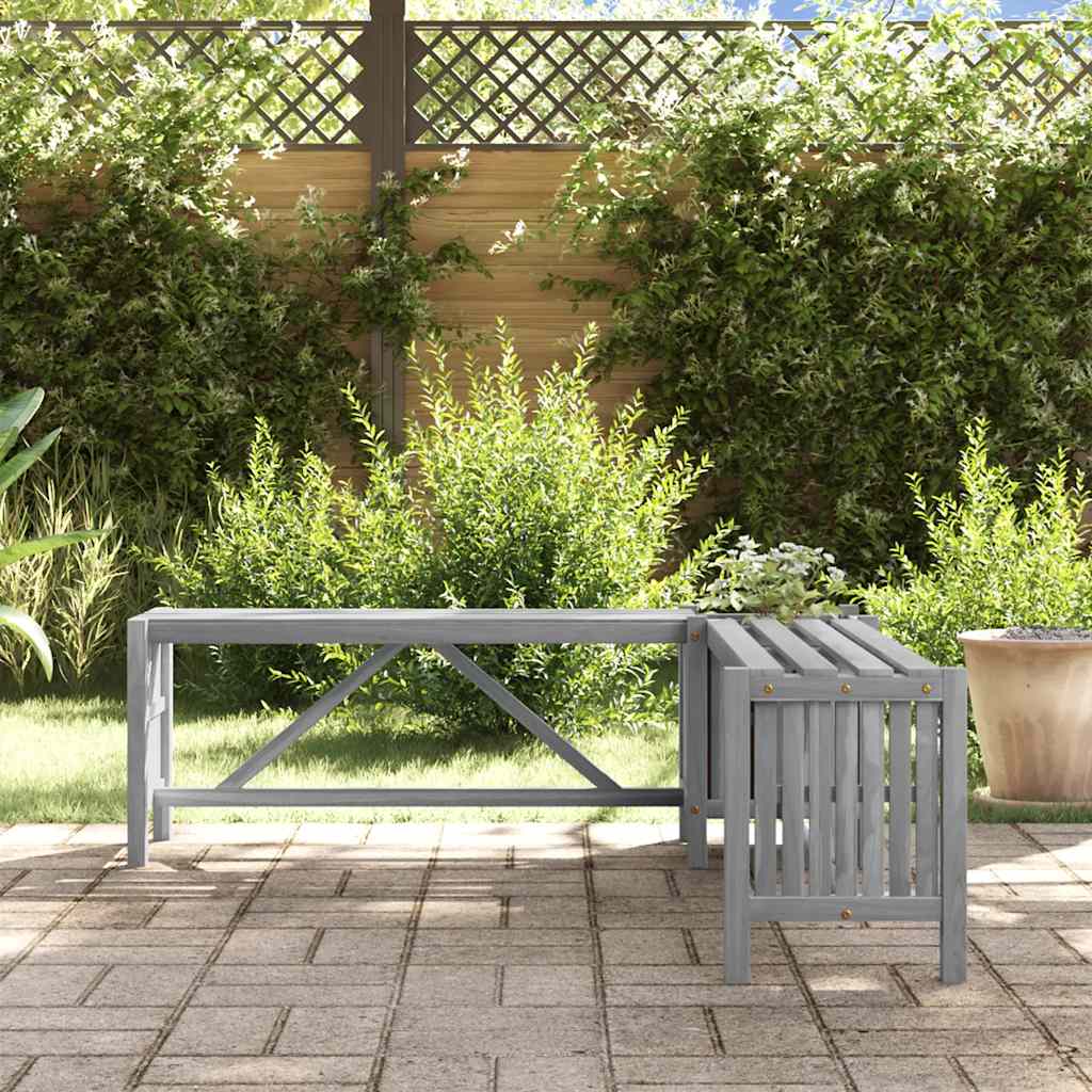 Garten-Eckbank mit Pflanzkübel 117 cm Massivholz Akazie Grau