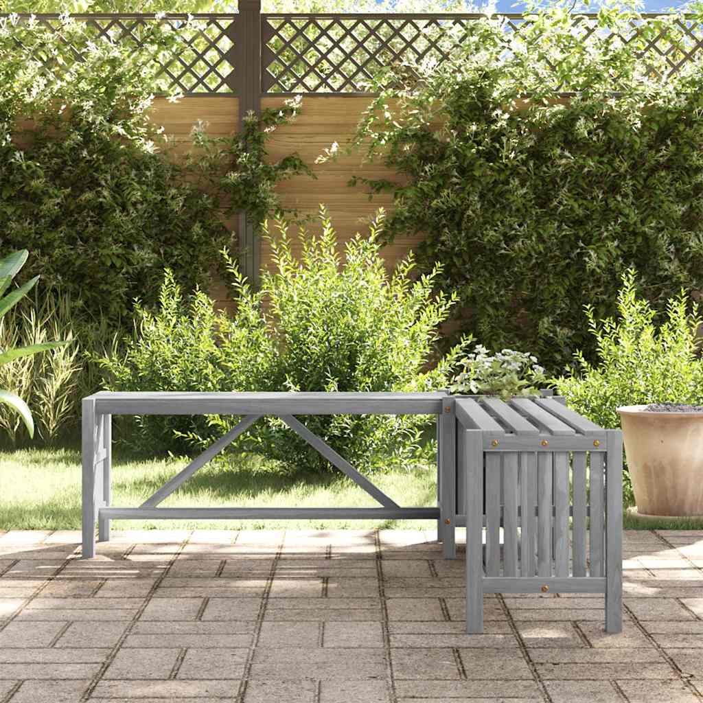 Garten-Eckbank mit Pflanzkübel 117 cm Massivholz Akazie Grau