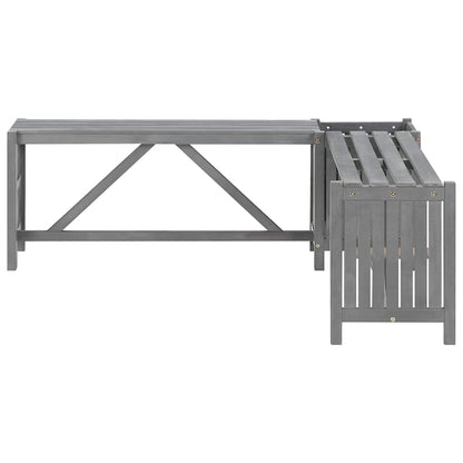 Garten-Eckbank mit Pflanzkübel 117 cm Massivholz Akazie Grau