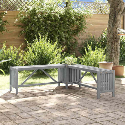 Garten-Eckbank mit Pflanzkübel 117 cm Massivholz Akazie Grau