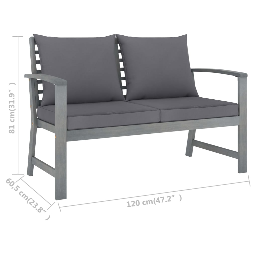 4-tlg. Garten-Lounge-Set mit Auflagen Massivholz Akazie