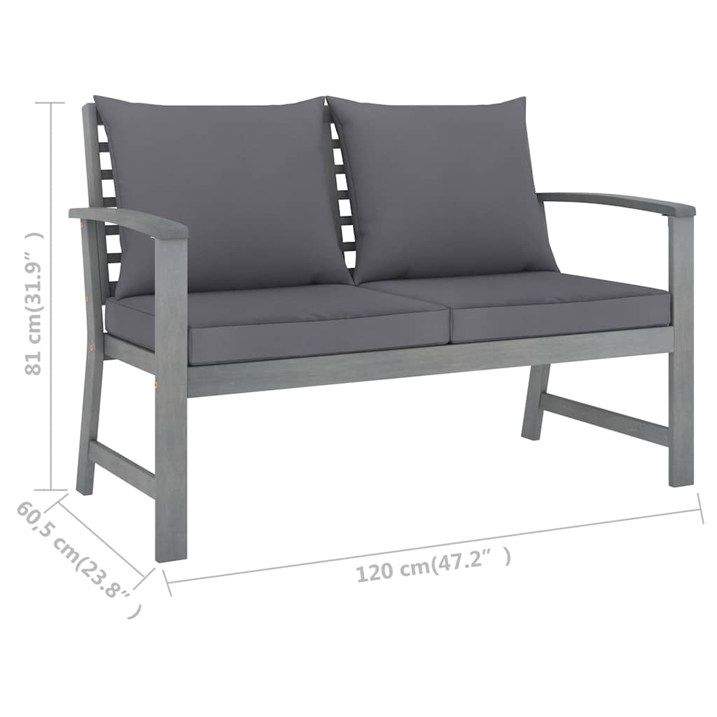 4-tlg. Garten-Lounge-Set mit Auflagen Massivholz Akazie