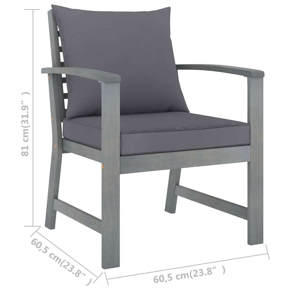4-tlg. Garten-Lounge-Set mit Auflagen Massivholz Akazie