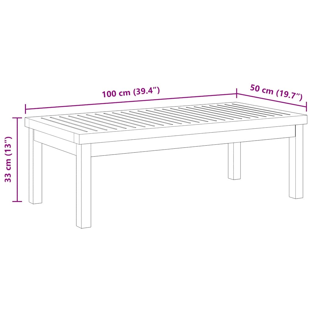 Couchtisch 100x50x33 cm Massivholz Akazie