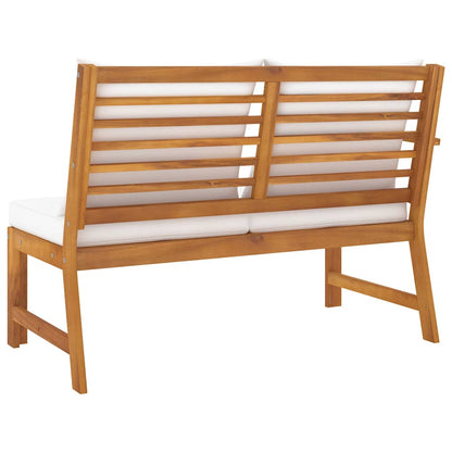 Gartenbank 114,5 cm mit Cremeweißen Kissen Massivholz Akazie