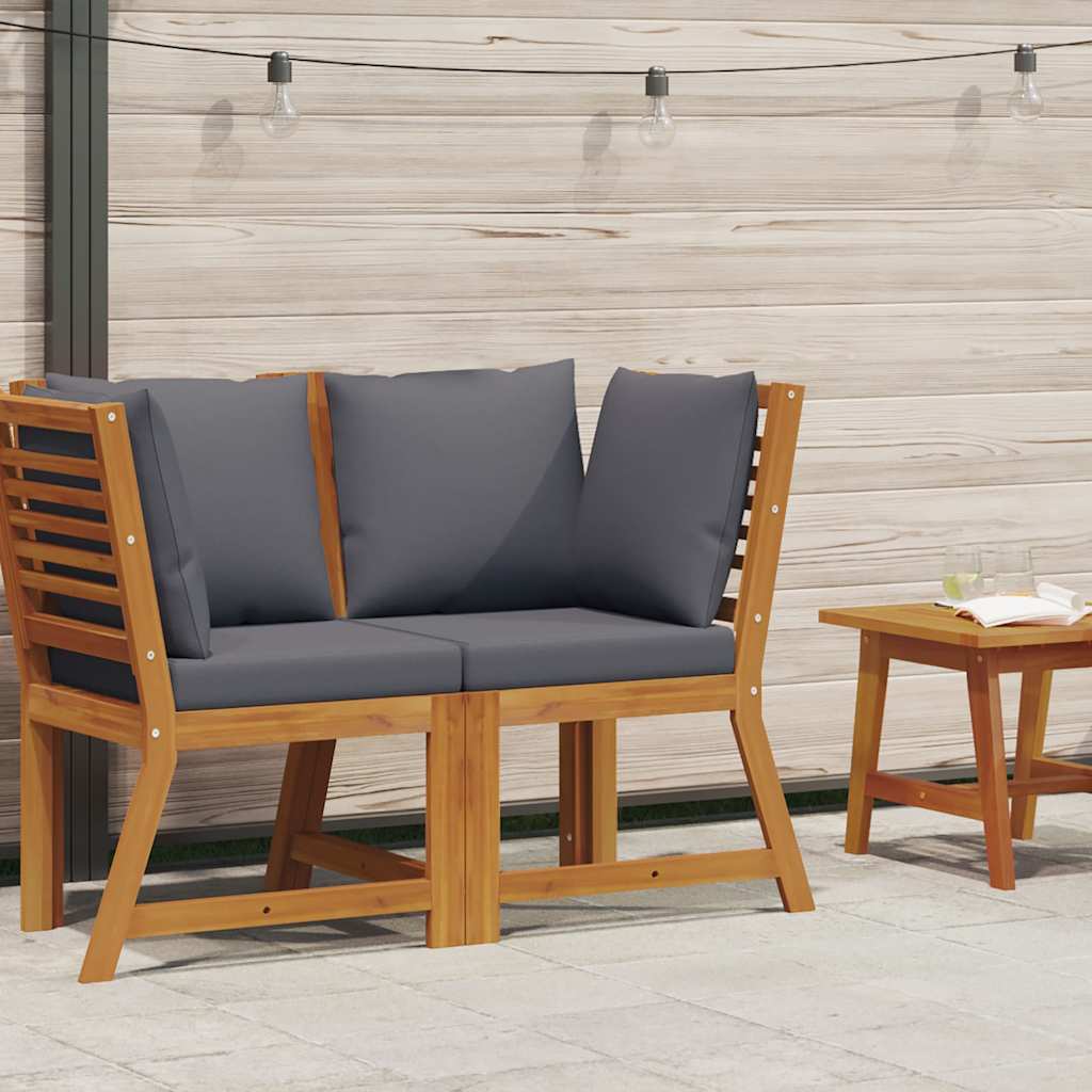 Modular-Sofa-Eckteil mit Dunkelgrauen Kissen Massivholz Akazie