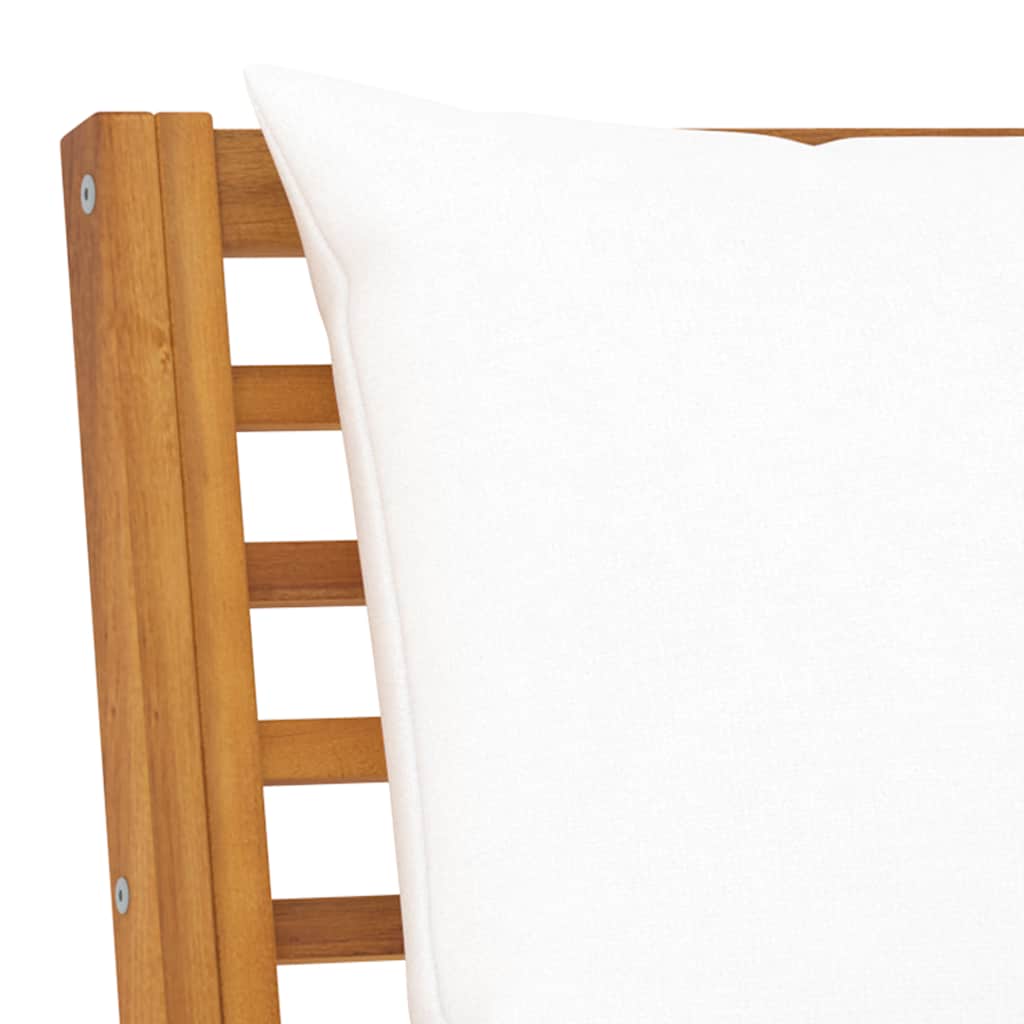 Modular-Mittelsofa mit Cremeweißen Kissen Akazie Massivholz