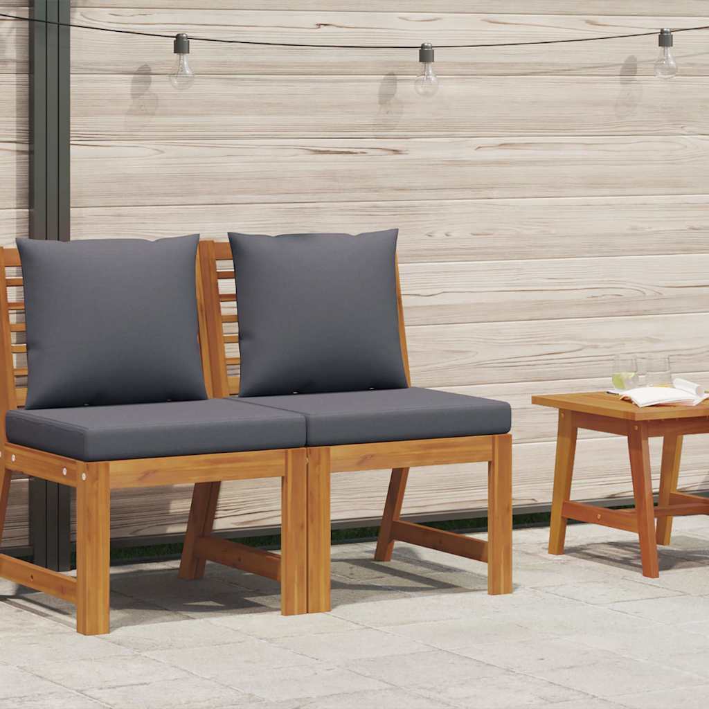 Modular-Mittelsofa mit Dunkelgrauen Kissen Akazie Massivholz