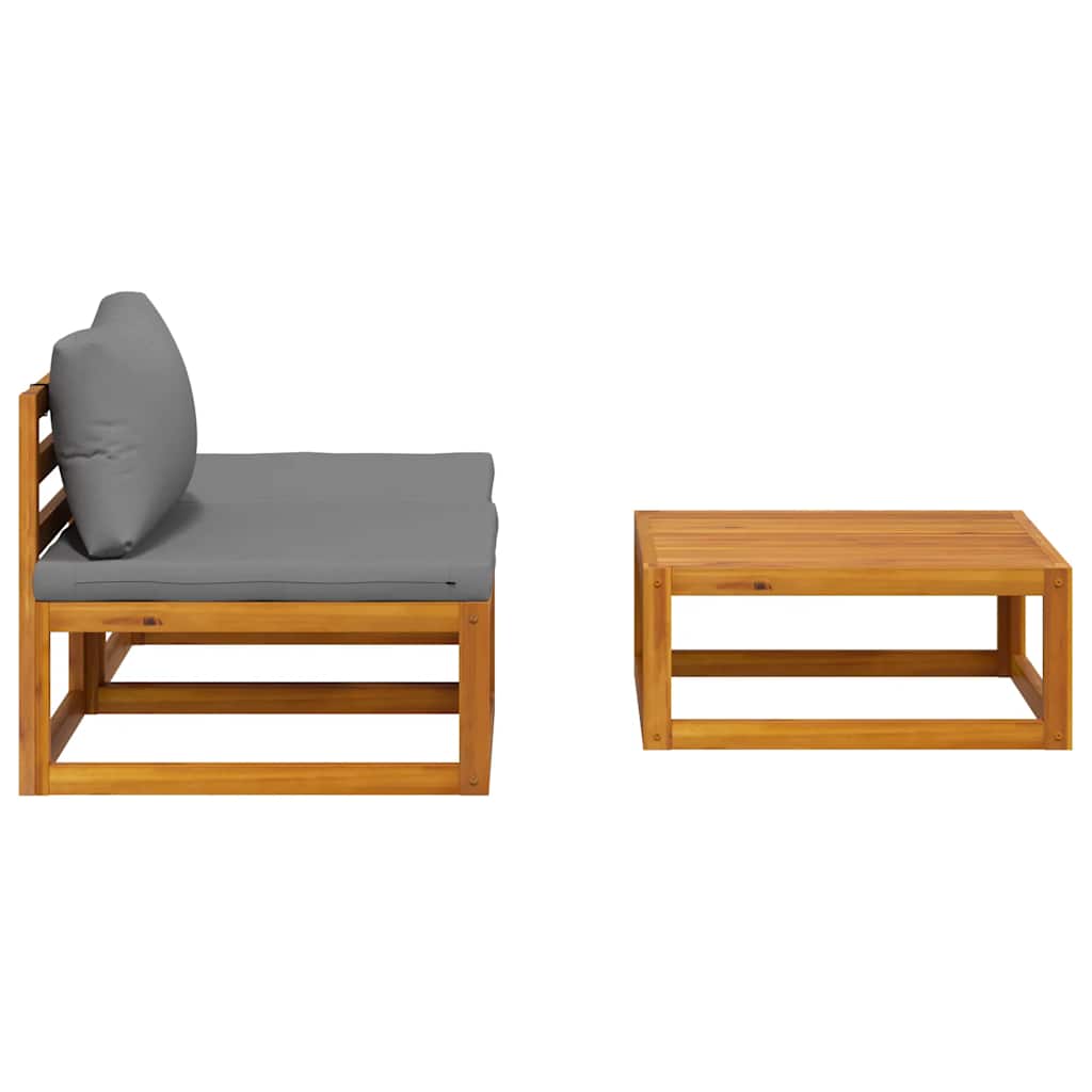3-tlg. Garten-Lounge-Set mit Kissen Massivholz Akazie