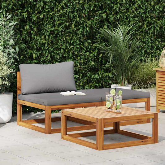 3-tlg. Garten-Lounge-Set mit Kissen Massivholz Akazie