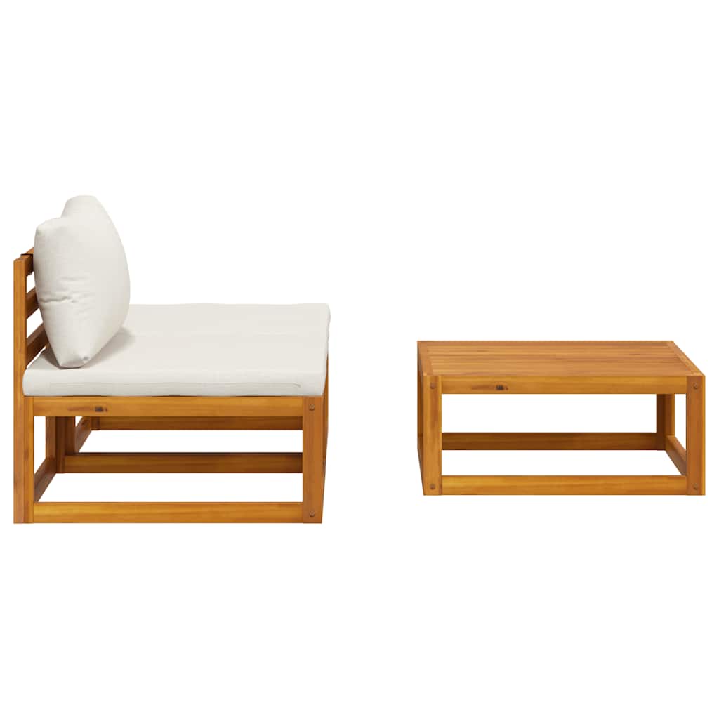 3-tlg. Garten-Lounge-Set mit Creme-Kissen Massivholz Akazie