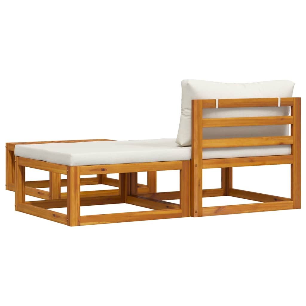 3-tlg. Garten-Lounge-Set mit Creme-Kissen Massivholz Akazie