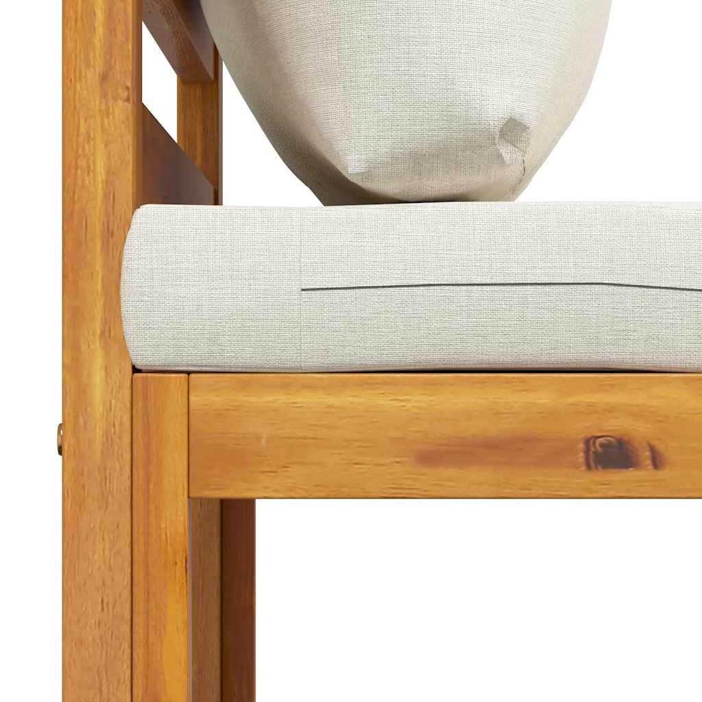 3-tlg. Garten-Lounge-Set mit Creme-Kissen Massivholz Akazie