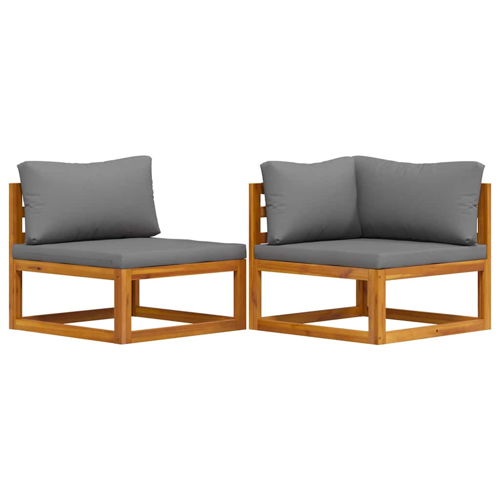 2-tlg. Sofa-Set mit dunkelgrauen Kissen Akazie Massivholz