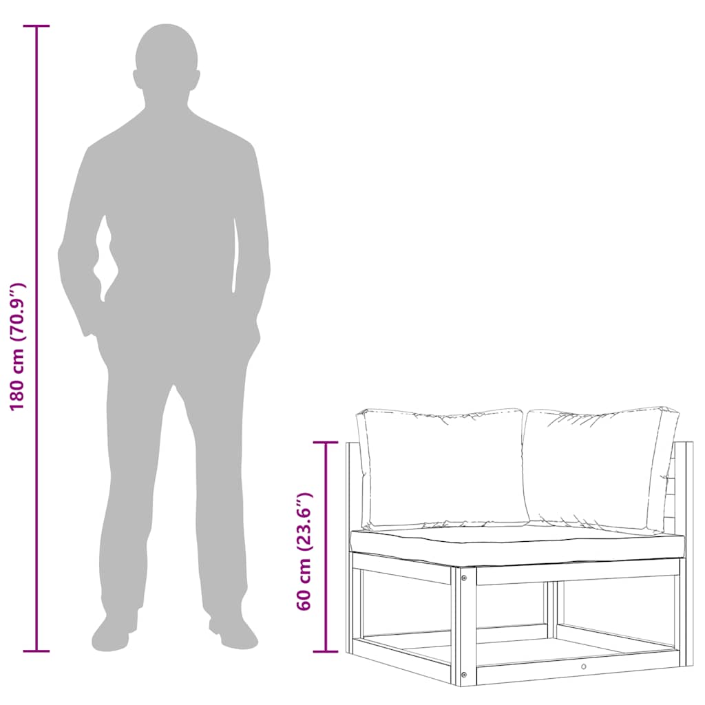 2-tlg. Sofa-Set mit dunkelgrauen Kissen Akazie Massivholz
