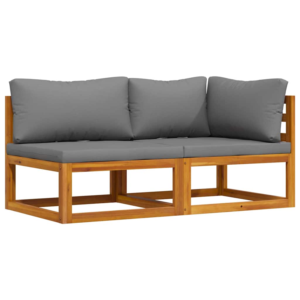 2-tlg. Sofa-Set mit dunkelgrauen Kissen Akazie Massivholz