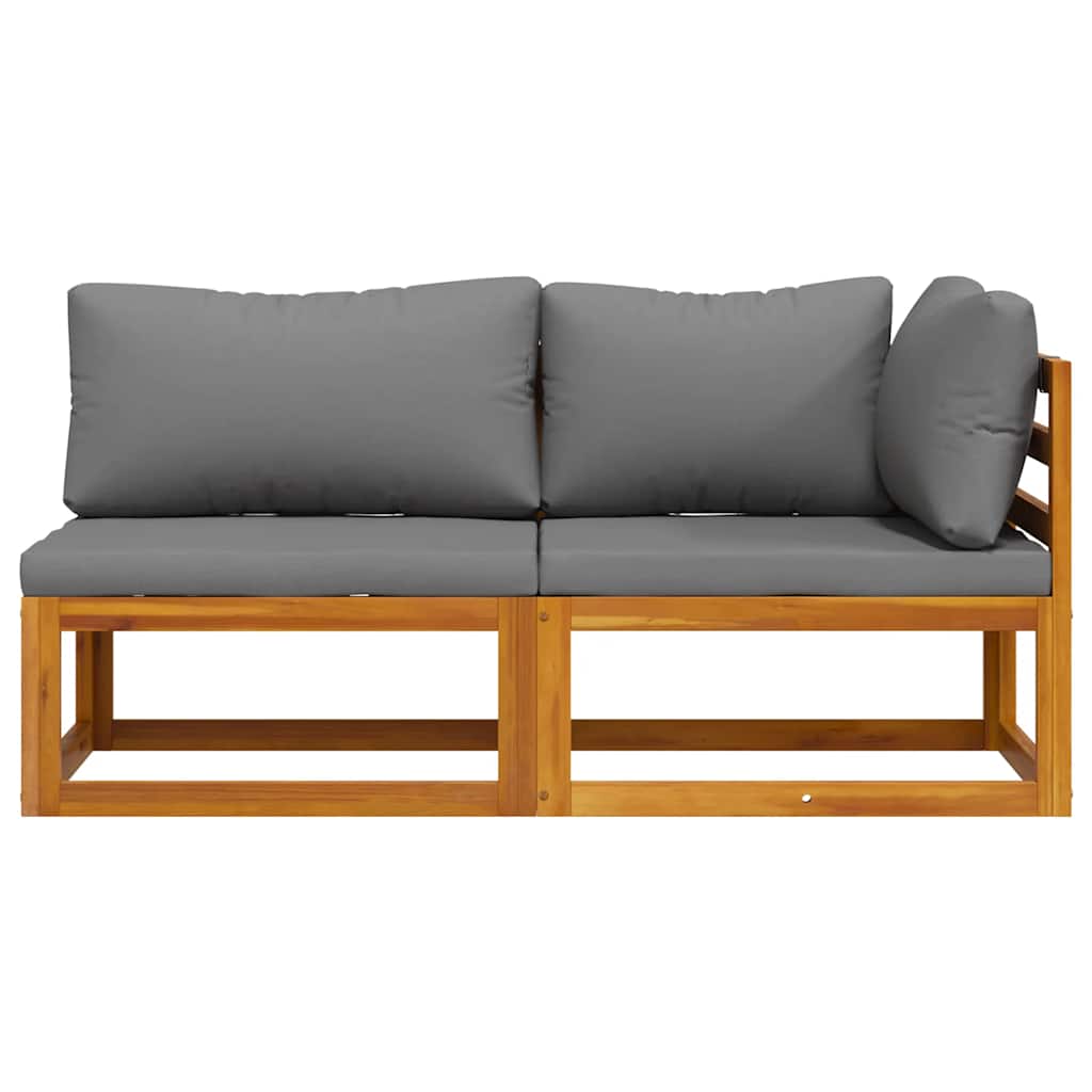 2-tlg. Sofa-Set mit dunkelgrauen Kissen Akazie Massivholz