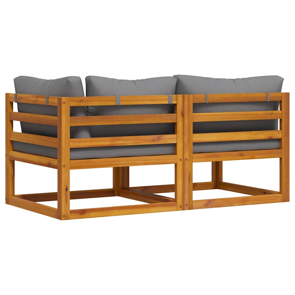 2-tlg. Sofa-Set mit dunkelgrauen Kissen Akazie Massivholz