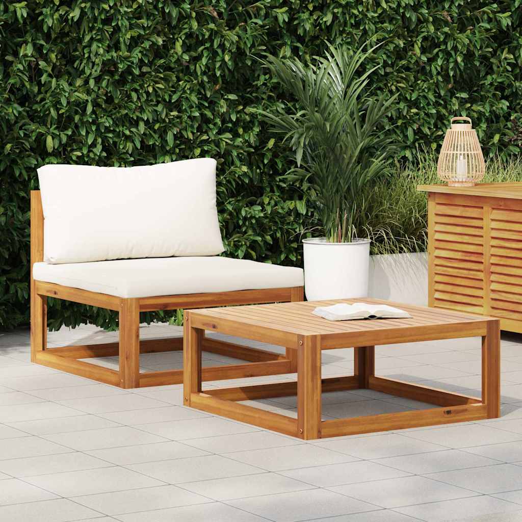 2-tlg. Garten-Sofagarnitur mit Auflage Massivholz Akazie