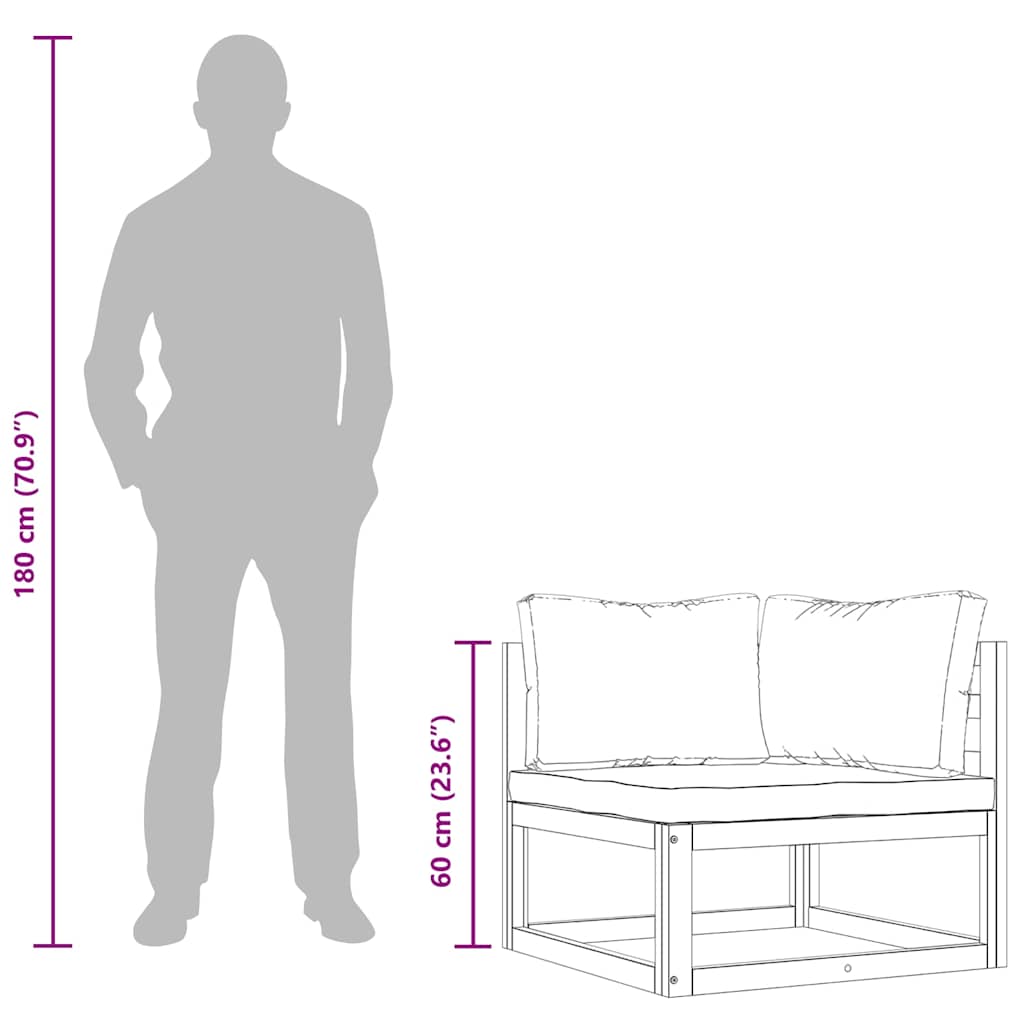 Modular-Ecksofa mit Dunkelgrauen Kissen Akazie Massivholz