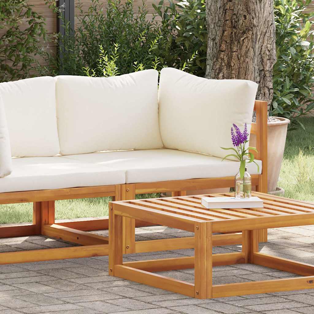Modular-Ecksofa mit Cremeweißen Kissen Akazie Massivholz