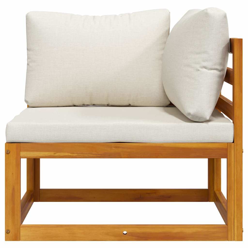 Modular-Ecksofa mit Cremeweißen Kissen Akazie Massivholz