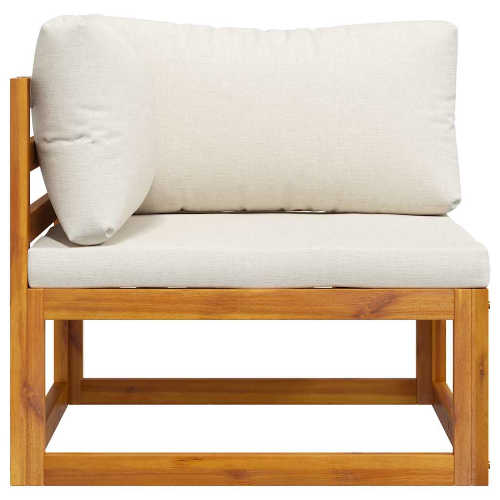 Modular-Ecksofa mit Cremeweißen Kissen Akazie Massivholz