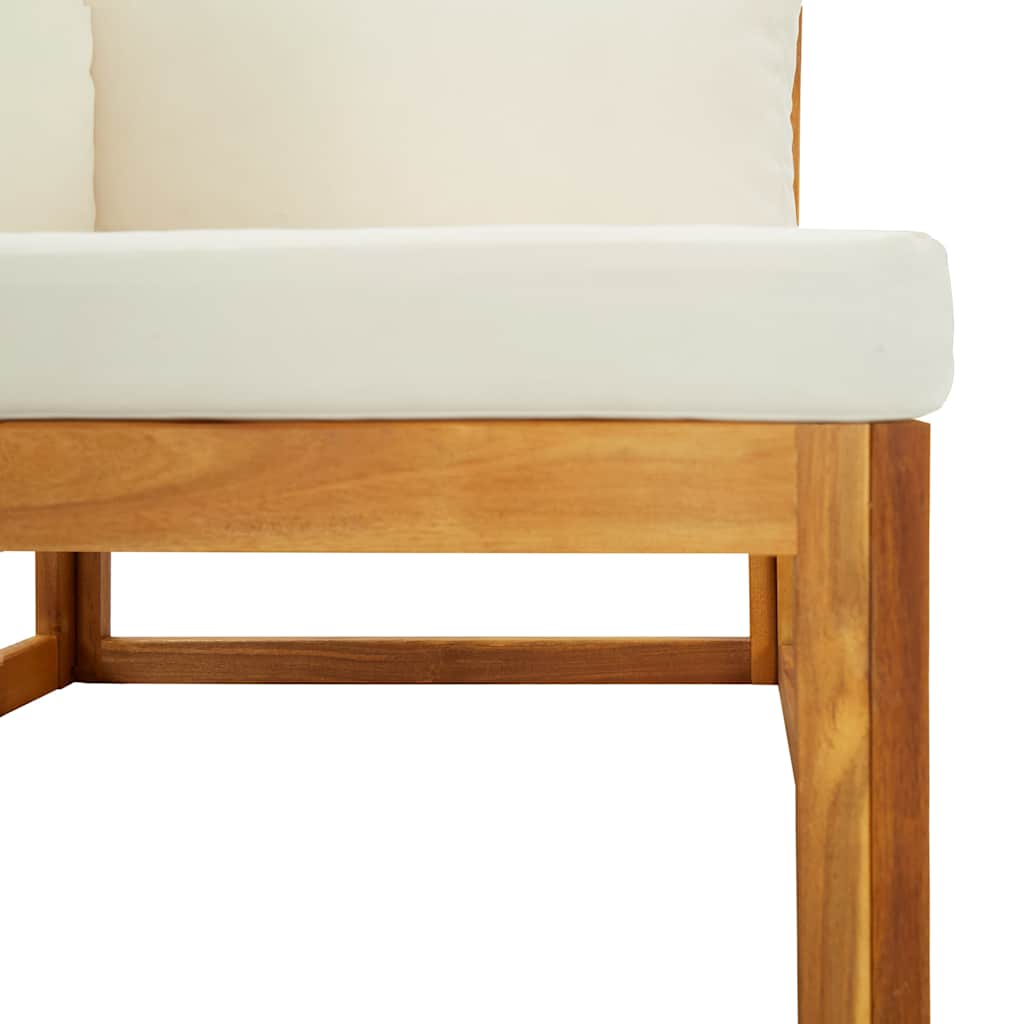 Modular-Ecksofa mit Cremeweißen Kissen Akazie Massivholz