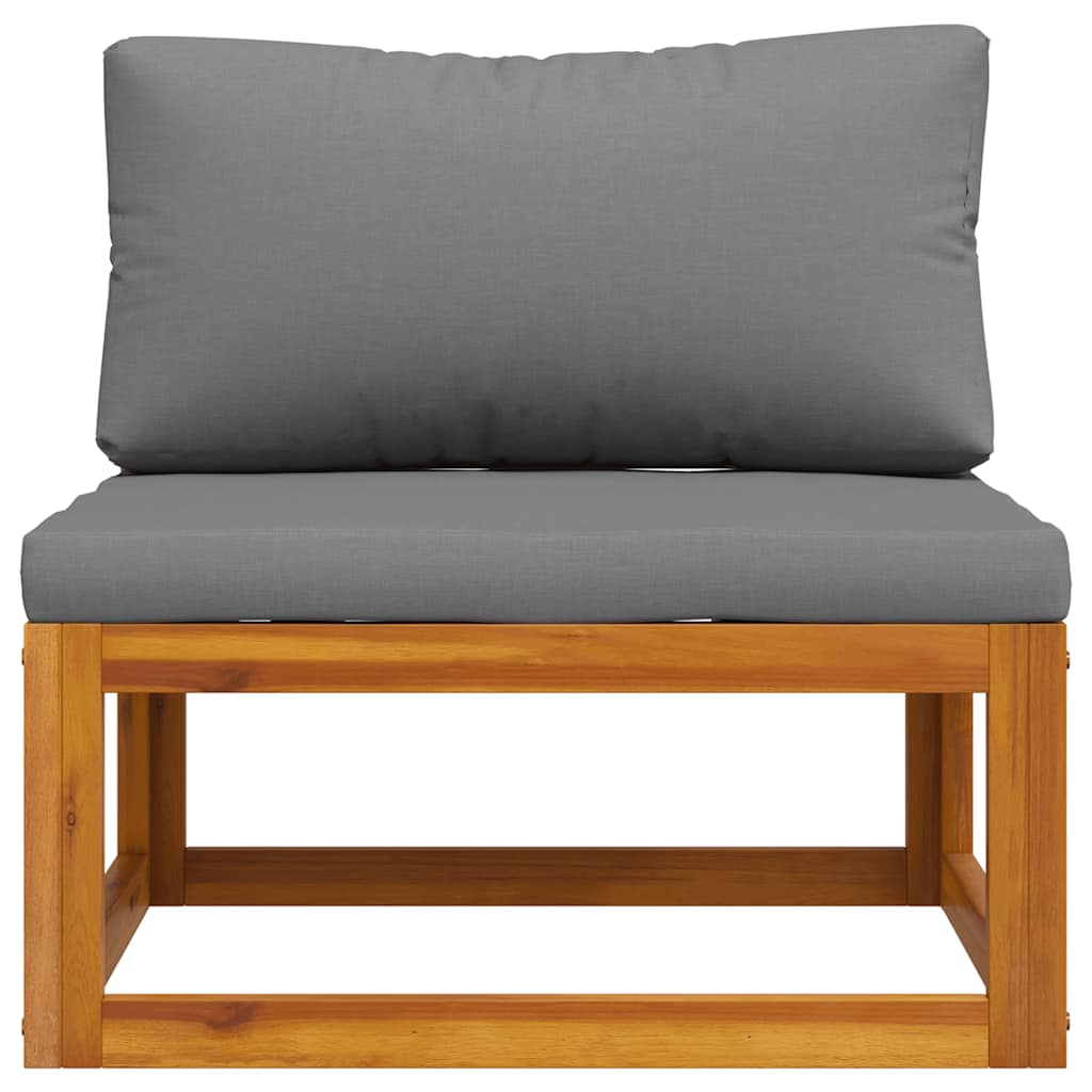 Modular-Mittelsofa mit Dunkelgrauen Kissen Akazie Massivholz
