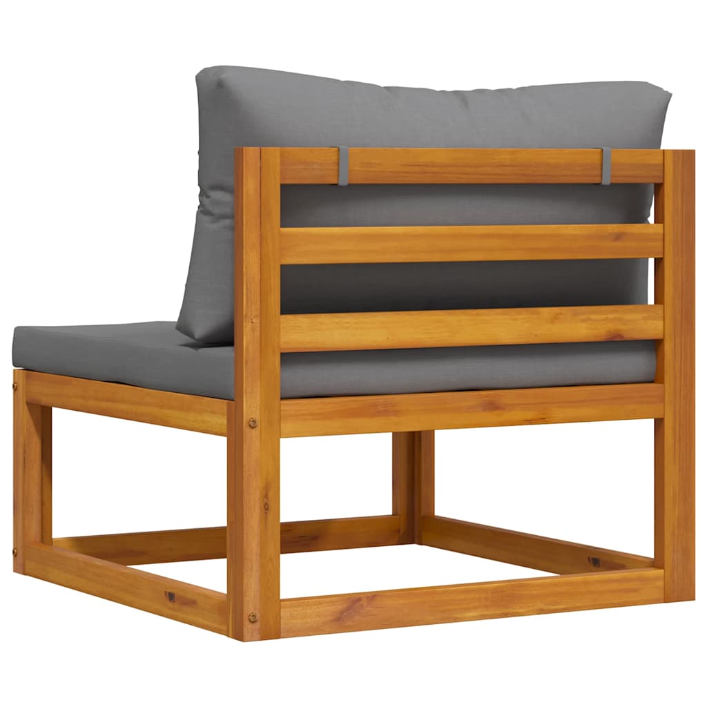 Modular-Mittelsofa mit Dunkelgrauen Kissen Akazie Massivholz