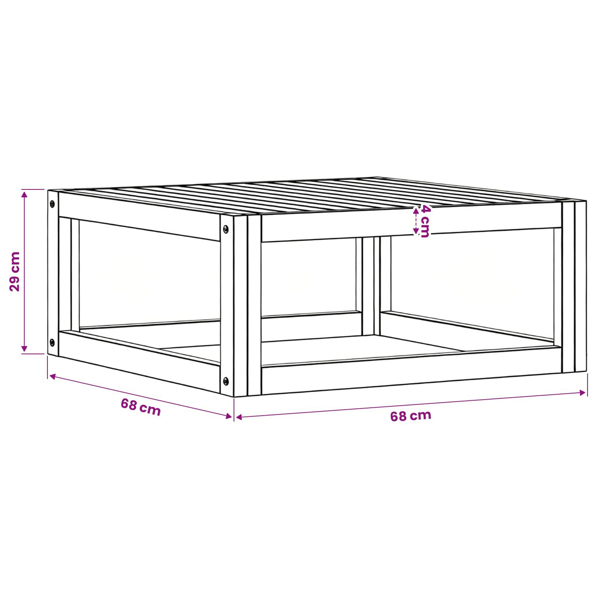 Couchtisch 68x68x29 cm Massivholz Akazie