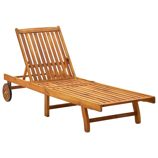 Sun lounger made of solid acacia wood