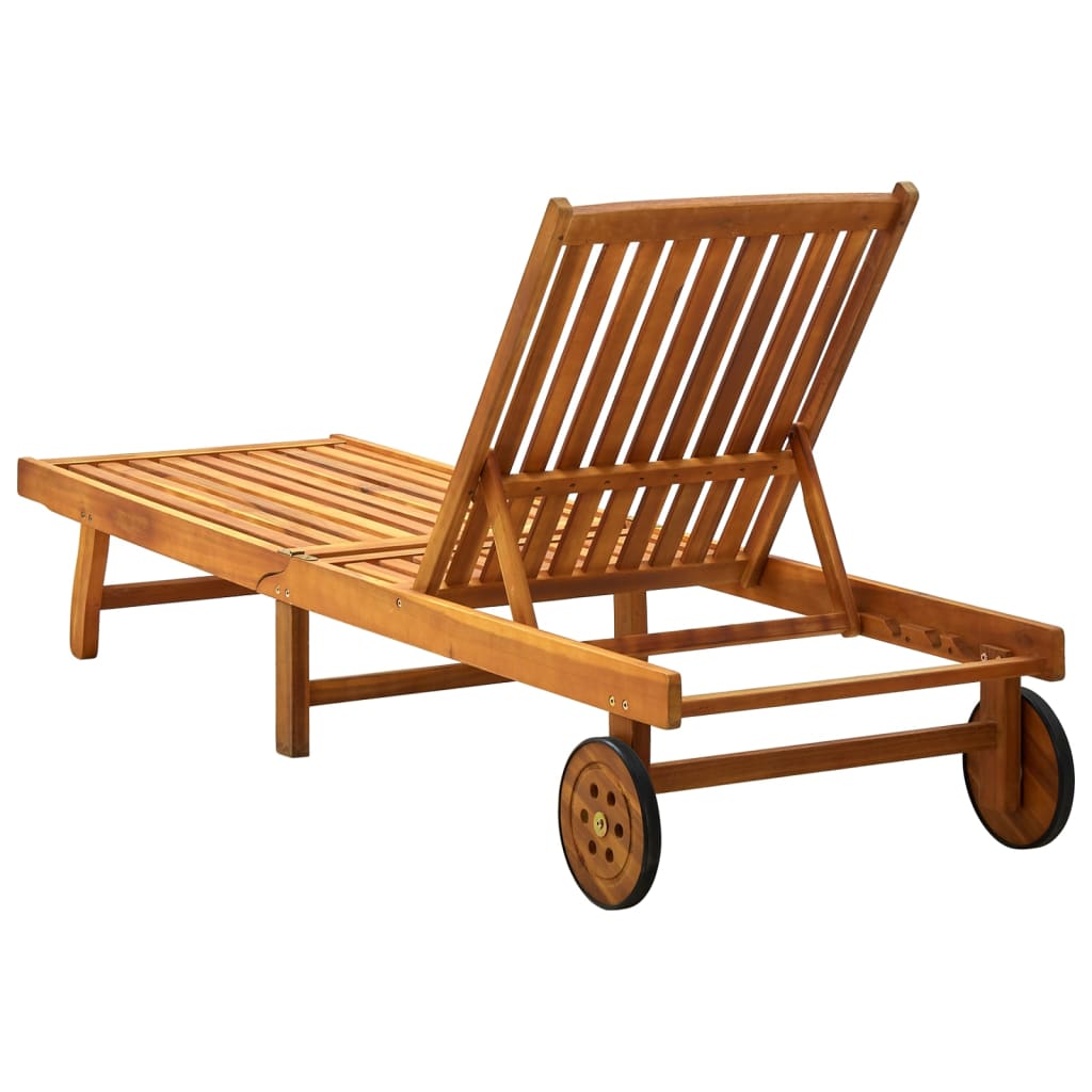 Sun lounger made of solid acacia wood