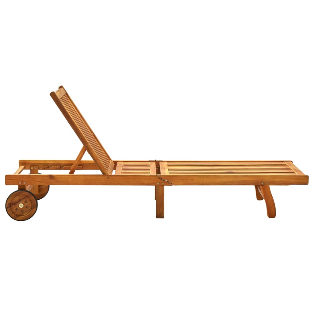 Sun lounger made of solid acacia wood