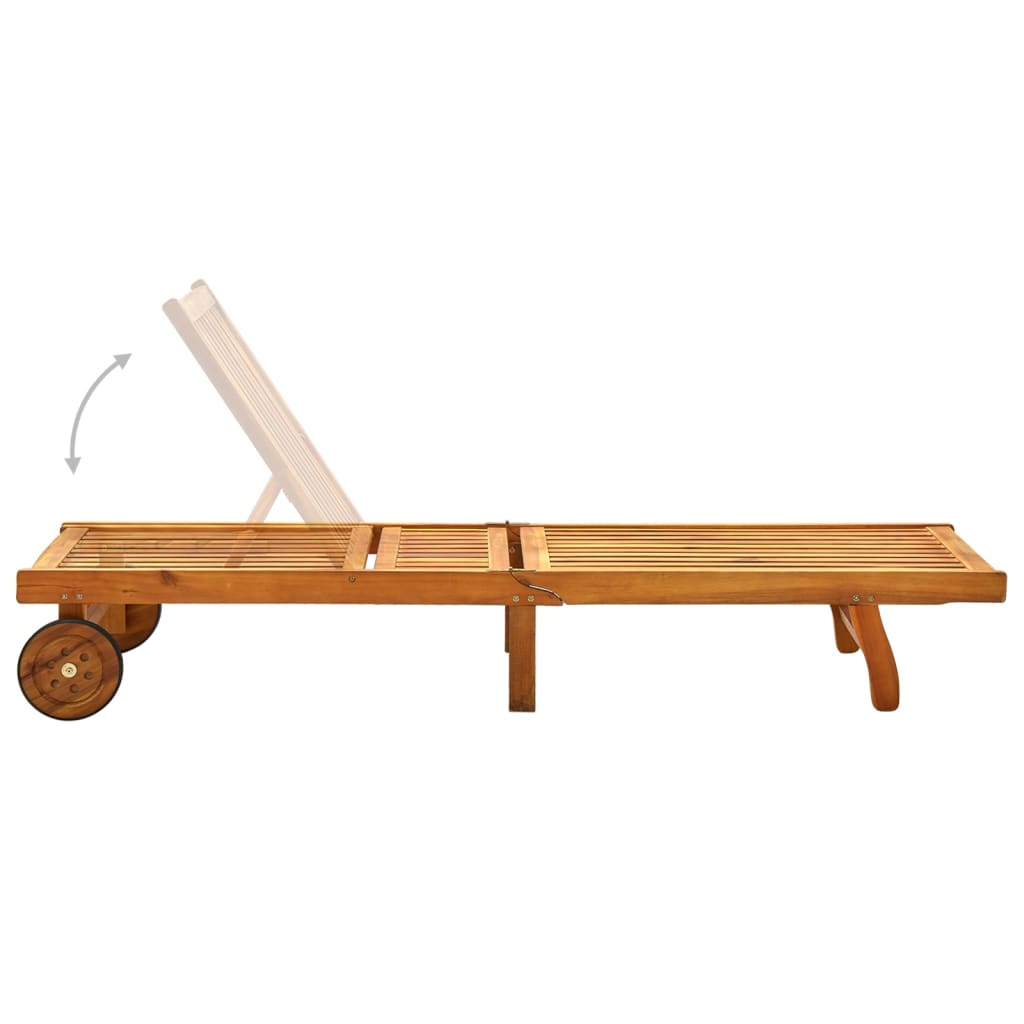 Sun lounger made of solid acacia wood
